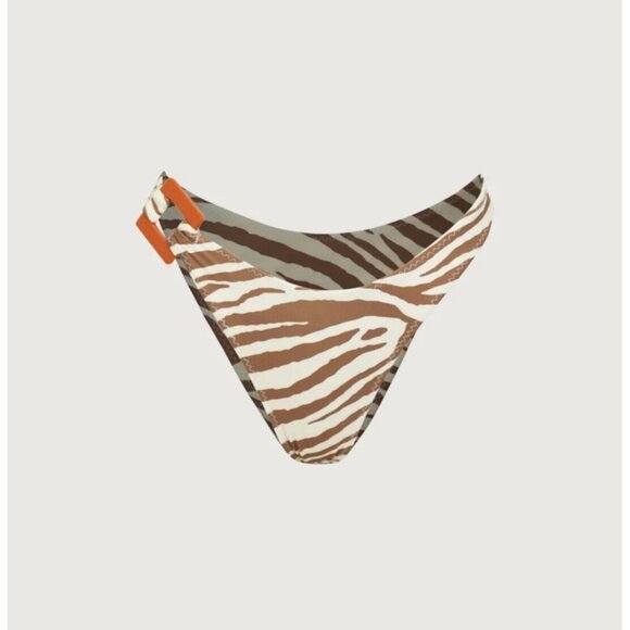 SAME Los Angeles Swim Bikiny Set Womens Acrylic 90s Color beige Brown Zebra Sz L - Picture 4 of 14